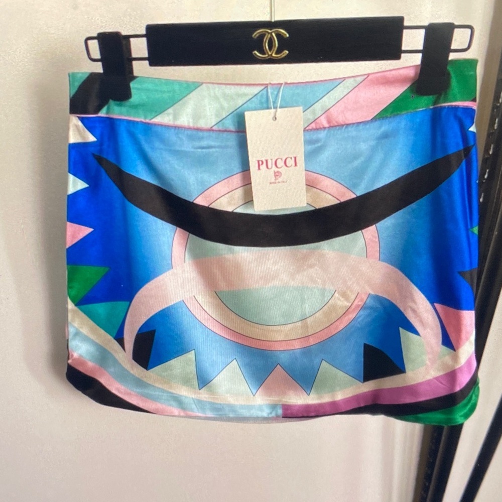 Emilio Pucci Multicolor Geometric Silk Mini Skirt - Blue, Pink & Green